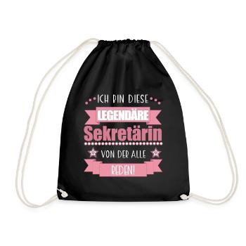 Sekretärin Büro Job süßes Geschenk - Turnbeutel - Schwarz - Vorne