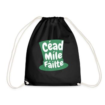Céad Míle Fáilte: Embrace Celtic Charm & Tradition - Drawstring Bag - black - Front