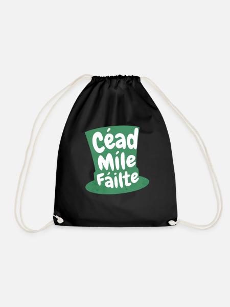 Céad Míle Fáilte: Embrace Celtic Charm & Tradition - Drawstring Bag - black