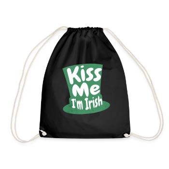 Kiss Me I'm Irish Embrace Celtic Charm & Tradition - Drawstring Bag - black - Front