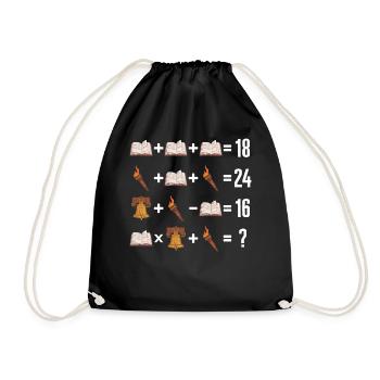 Math Shirt, Math Order Of Operations Book Torch - Drawstring Bag - black - Front