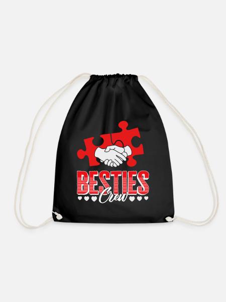 Freundschaftstag Shirt, Besties Crew Puzzleteil - Turnbeutel - Schwarz