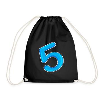 Number 5 Blue - Drawstring Bag - black - Front