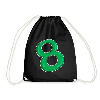 Eight - 8 - Green - Drawstring Bag - black - Front