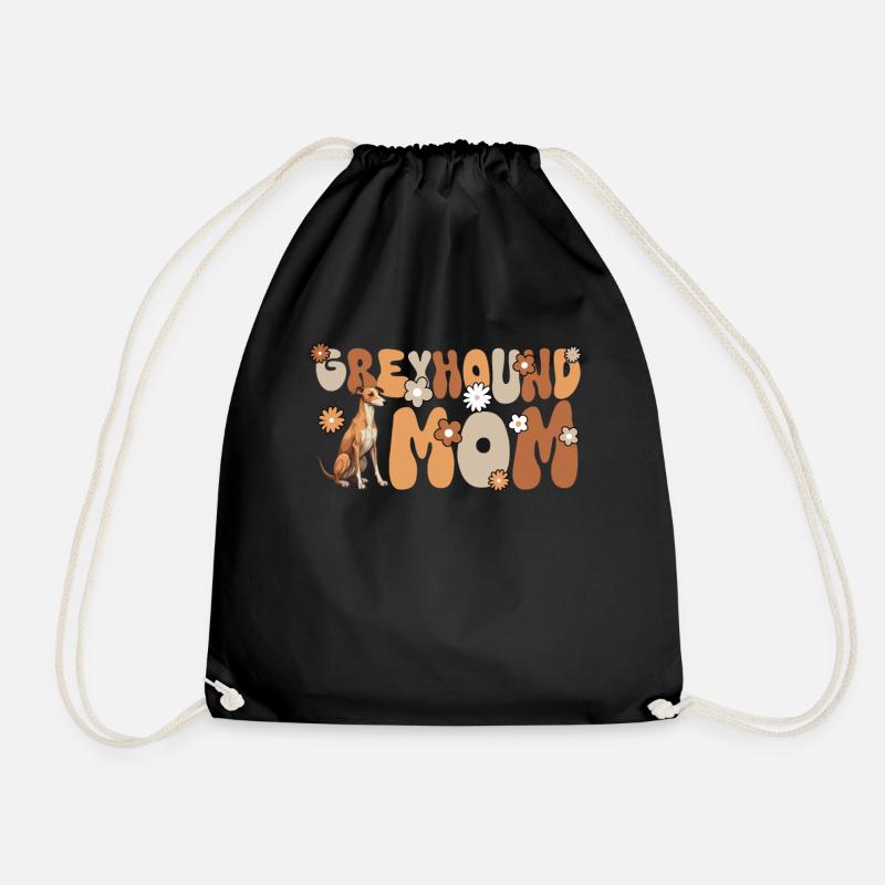 Greyhound Groovy Greyhound mom - Drawstring Bag - black