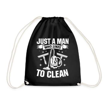 Just A Man Who Likes To Clean - Janitor Housekeepe - Drawstring Bag - black - Front