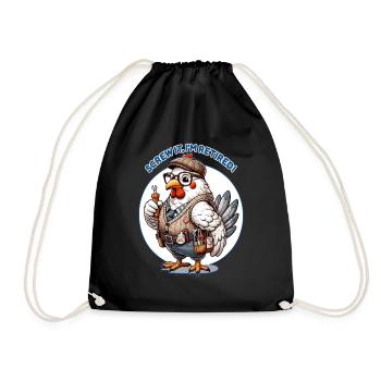Retired Chicken Handyman, Fun Retirement - Drawstring Bag - black - Front