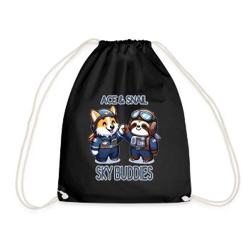 Ace and Snail High Flying Friends - Drawstring Bag - black - Front