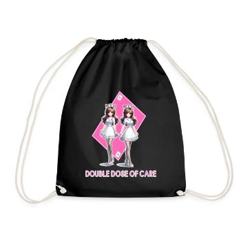 Twin Cat Nurses Double Dose of Care - Drawstring Bag - black - Front