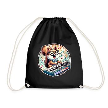 Spectacled Squirrels Synth, Melodies for Peace - Drawstring Bag - black - Front