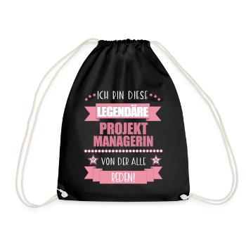 Projektmanagerin Projektmanagement Geschenk - Turnbeutel - Schwarz - Vorne