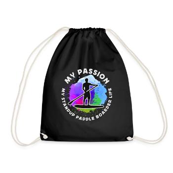 StandUp Paddle Boarder My Passion My Water Sports - Turnbeutel - Schwarz - Vorne