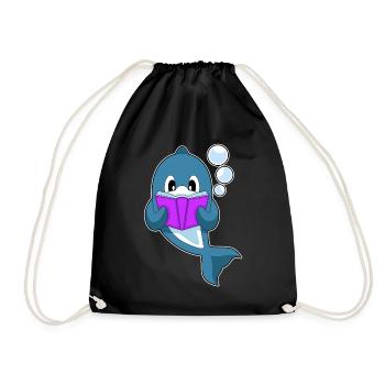 Dolphin Nerd Book - Drawstring Bag - black - Front