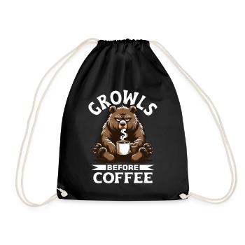 Grumpy Bear With Coffee Morning Mood - Drawstring Bag - black - Front