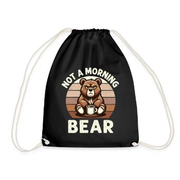 Grumpy Bear With Coffee Morning Mood - Drawstring Bag - black - Front