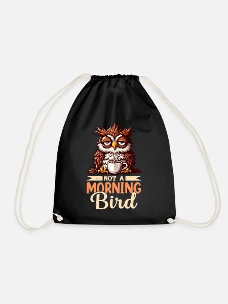 Mürrische Eule Mit Kaffee-morgenstimmung - Turnbeutel - Schwarz