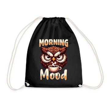 Hibou avec humeur matinale au café - Sac de sport léger - noir - Devant