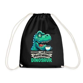 Grumpy Trex Dinosaur With - Drawstring Bag - black - Front