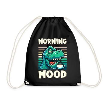 Grumpy Trex Dinosaur With - Drawstring Bag - black - Front