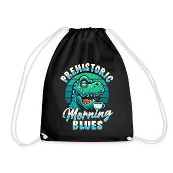 Grumpy Trex Dinosaur With - Drawstring Bag - black - Front