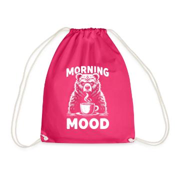 Grumpy Bear With Coffee Morning Mood - Drawstring Bag - fuchsia - Front