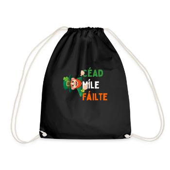 Chance irlandaise et tee-shirt de bienvenue : Leprechaun et Shamrock - Sac de sport léger - noir - Devant