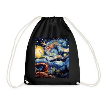 Dragon Dance Starry Night Shirt Chinese New Year - Drawstring Bag - black - Front
