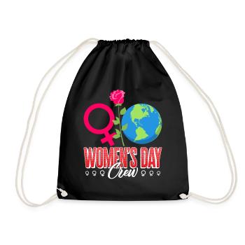 International Women's Day Shirt, Women's Day Crew - Drawstring Bag - black - Front