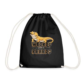 Weirdo With A Beardo Pogona Lizard Pet Owner - Drawstring Bag - black - Front
