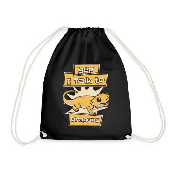 I Talk To Dragons Pogona Pet Lizard Owner Bearded - Drawstring Bag - black - Front