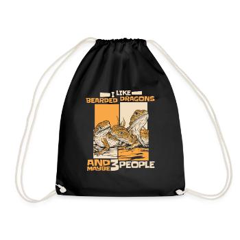 I Like Bearded Dragons And Maybe 3 People Pet - Drawstring Bag - black - Front