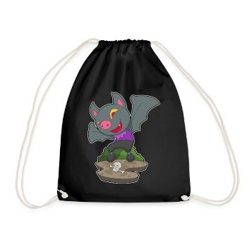 Chauve-souris Halloween crâne - Sac de sport léger - noir - Devant