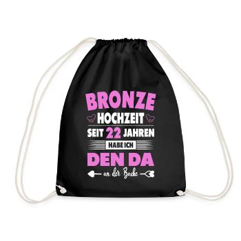 22 Hochzeitstag Paare 22 Jahre Ehe Bronzehochzeit - Turnbeutel - Schwarz - Vorne