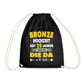 22. Hochzeitstag 22 Jahre Ehe Bronzehochzeit - Turnbeutel - Schwarz - Vorne