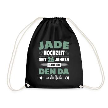 26 Hochzeitstag Paare 26 Jahre Ehe Jadehochzeit - Turnbeutel - Schwarz - Vorne