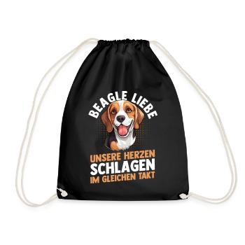 Dog Beagle - Drawstring Bag - black - Front