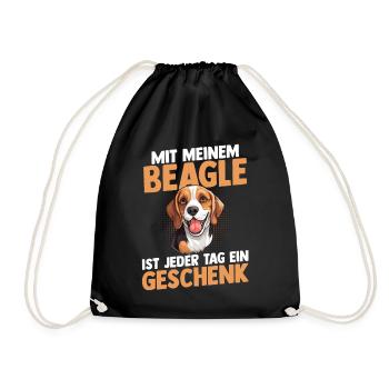 Dog Beagle - Drawstring Bag - black - Front