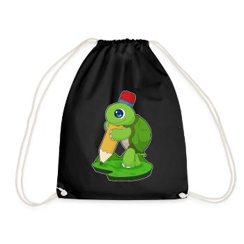 Turtle Pupil Pencil School - Drawstring Bag - black - Front