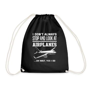 Pilot Planespotter Airplanes Airplane Fan - Drawstring Bag - black - Front