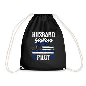 Ehemann Vater Pilot - Turnbeutel - Schwarz - Vorne