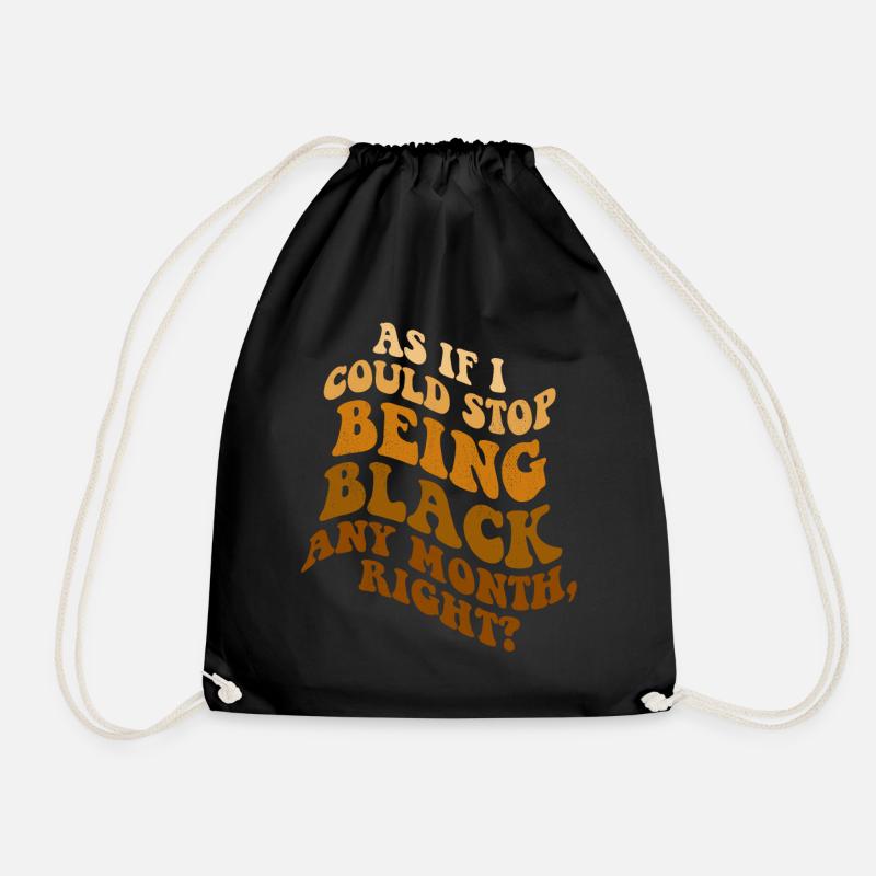 Retro Groovy Melanin Pride Funny black history - Drawstring Bag - black