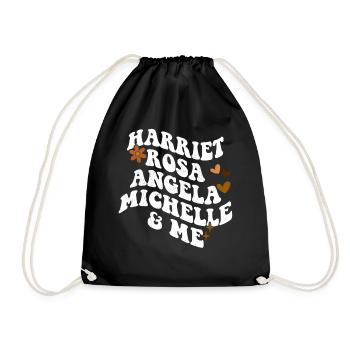 Retro Groovy Melanin Pride Harriet Pink Angela - Drawstring Bag - black - Front