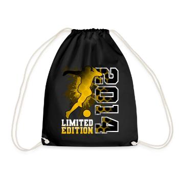 2014 Year of Birth Birthday Football - Drawstring Bag - black - Front