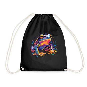 Wasserfarben Farbenfroher Frosch bunte Tiere - Turnbeutel - Schwarz - Vorne