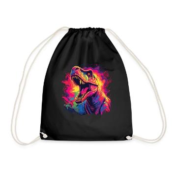 Watercolor Colorful T-rex Colorful Animals - Drawstring Bag - black - Front