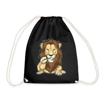 Lion Toothbrush - Drawstring Bag - black - Front