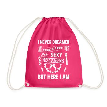 Gravel Bike Bikepacking - Super Sexy Bikepacker - Drawstring Bag - fuchsia - Front