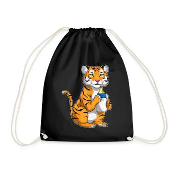 Tiger Babyflasche Milch - Turnbeutel - Schwarz - Vorne