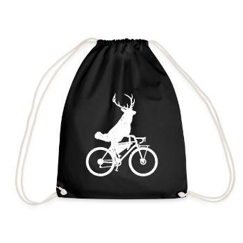 Gravel Bike Bikepacking Deer Funny Bikepacking Dee - Drawstring Bag - black - Front