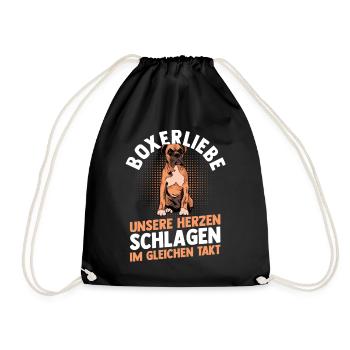 Dog German Boxer - Drawstring Bag - black - Front
